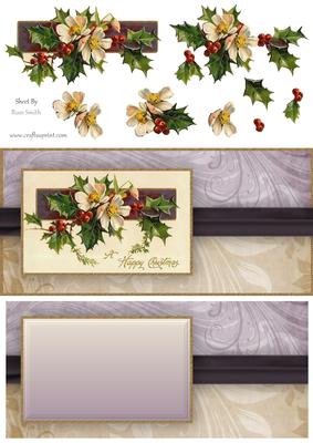 Festive Flowers Dl Card with Decoupage and Insert