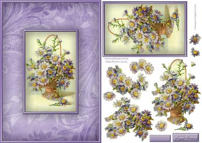 Basket of Purple Flowers Quick Card