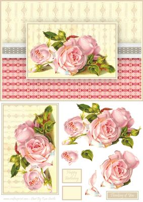 Pink Victorian Roses Quick Card