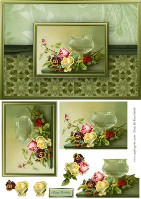 Roses and Pansy Quick Card