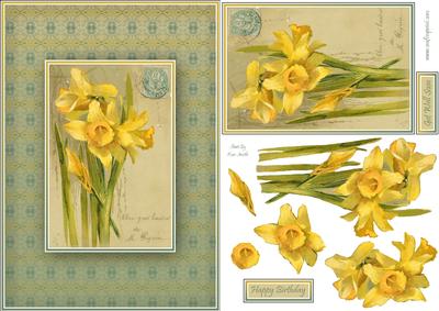 Vintage Daffodils Quick Card