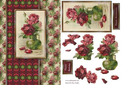 Vase of Red and Pink Roses Quick Card