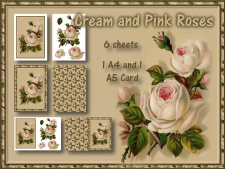 Cream and Pink Roses Card Kit