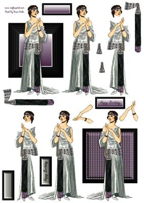 Lady in Black and Purple Decoupage