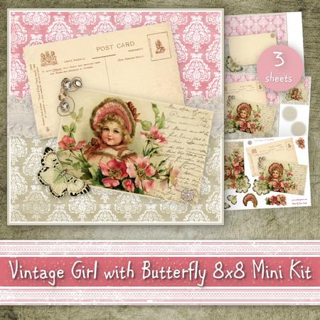 Vintage Girl with Butterfly 8x8 Mini Kit