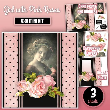 Girl with Pink Roses 8x8 Mini Kit