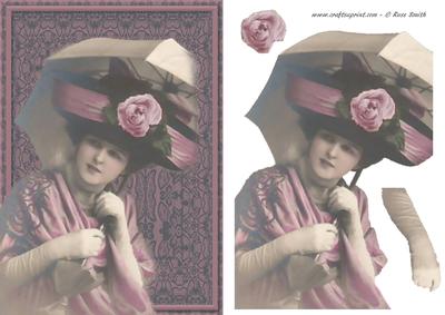Lady in Black and Pink Card Front