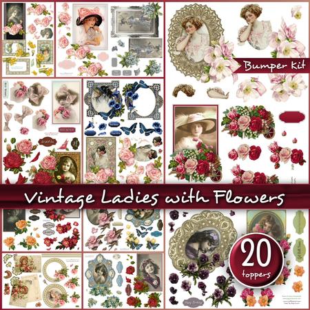 Vintage Ladies with Flowers Bumper Decoupage Kit