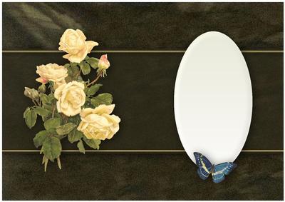 Vintage Girl with Blue Butterfly and Roses Insert