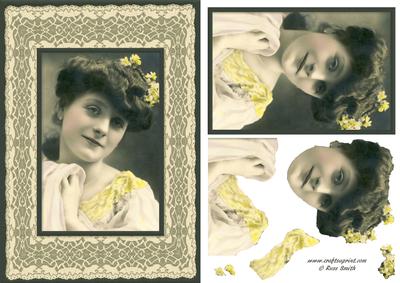 Lady in Green and Cream Card Front