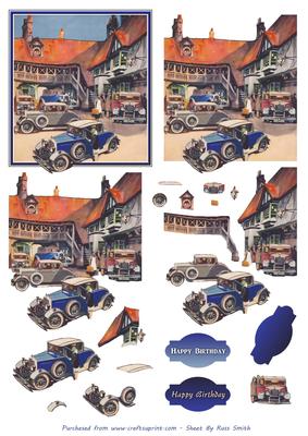 Vintage Car Decoupage