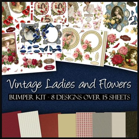 Vintage Ladies and Flowers 15 Sheet Bumper Kit