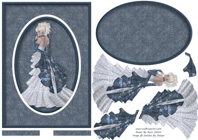 Lady in Blue and Silver Spinner Card