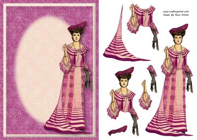 Lady in Pink and Cream Card Front