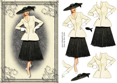 Lady in Black and Cream Card Front