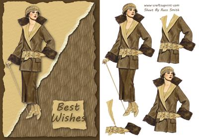 Lady in Cream and Brown Card Front