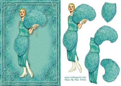 Lady in Green and Blue Card Front
