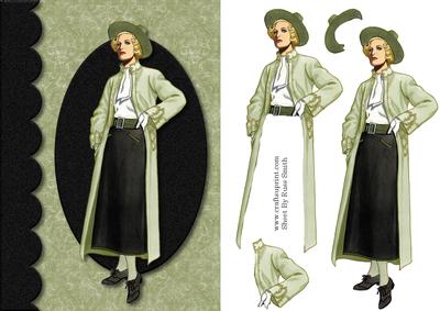 Lady in Green and Black Card Front