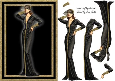 Lady in Black and Gold Card Front
