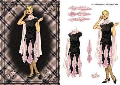 Lady in Pink and Black Card Front