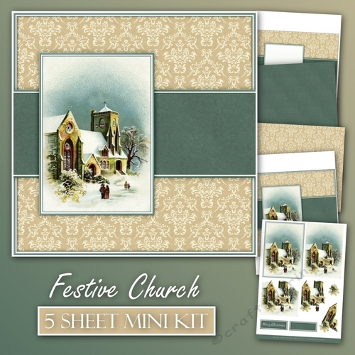 Vintage Christmas Church Mini Kit