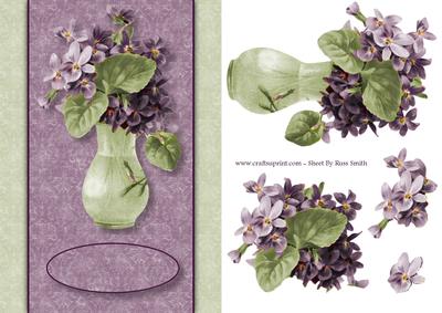 Purple Flowers in Green Vase Card Front
