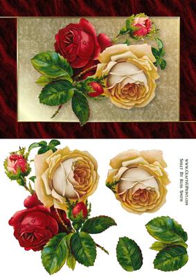 Red and Cream Roses Card Front