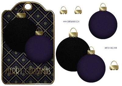 Christmas Tag & Baubles Shaped Card