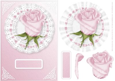 Pink Rose on Lace Card Front