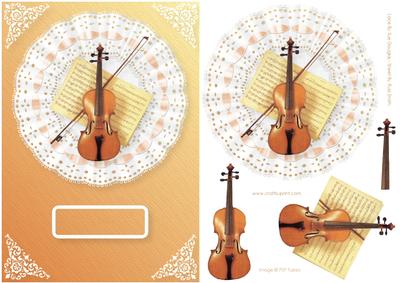 Violin on Lace Card Front