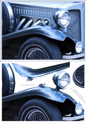 Blue Vintage Car Card Front