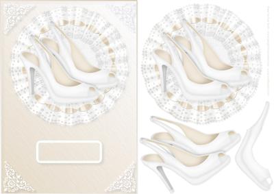 Cream and White Shoes on Lace Card Front