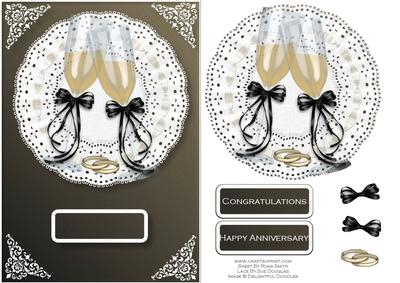 Champagne Glasses on Lace Card Front