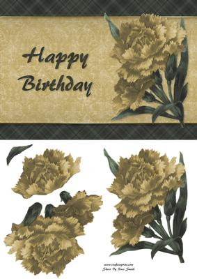 Golden Flowers Birthday Card Front