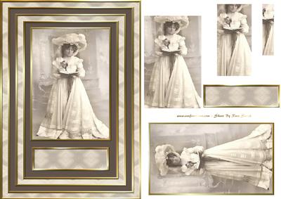 Vintage Lady in Cream & Brown Card Front