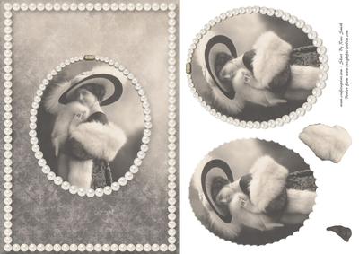 Vintage Lady in Brown & Cream Card Front