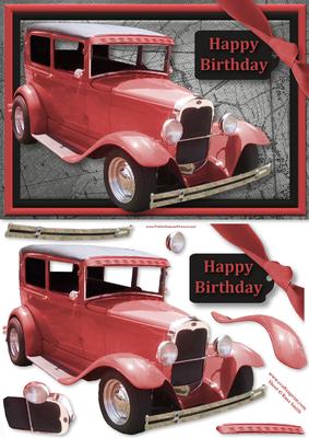 Red Vintage Card Card Front - Birthday