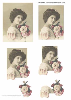 Vintage Girl with Roses