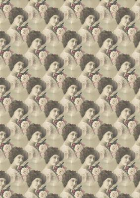 Vintage Girl with Roses Backing