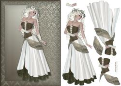 Lady in Cream & Green Card Front