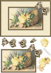 Yellow Roses in Basket Quick Card
