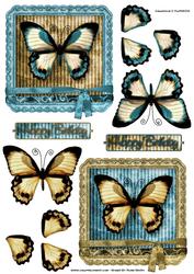 Duodeco - Gold & Blue Butterflies