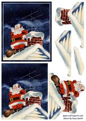 Santa on the Roof Decoupage