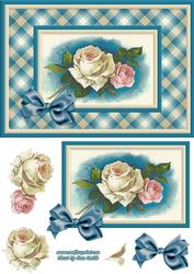 Cream Roses on Blue Quick Card