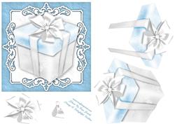 Blue & White Present Quick Card