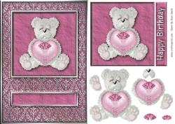 Pink & Grey Teddy Quick Card