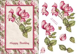 Pink Flowers Birthday Quick Card