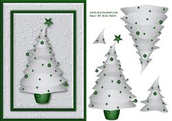 Silver & Green Christmas Tree Quick Card