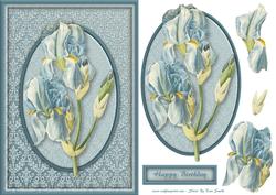 Blue Iris on Damask Quick Card