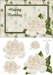 Cream Rose Quick Card - Birthday